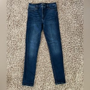 A&F High Rise Super Skinny Jeans, stretch, dark, size 27/4 short